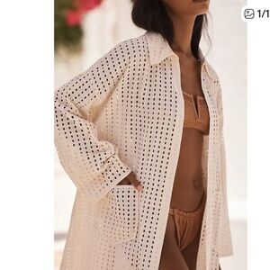 NWT Anthropologie Collared Eyelet Duster